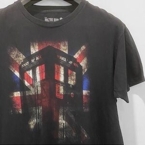 Doctor WHO Black Graphic T-Shirt TARDIS Print Size XL – Retro British TV Fan Tee